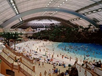 Japan's artificial beach interior with closed roof