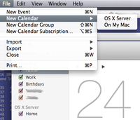How to create new calendar to OS X Server in OS X