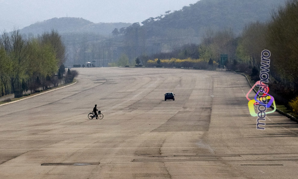 Wide unused freeway in North Korea