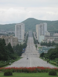 North Korea Wonder - Straight and Wide Street with Two Dead Ends
