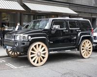 Hummer with wooden wheels